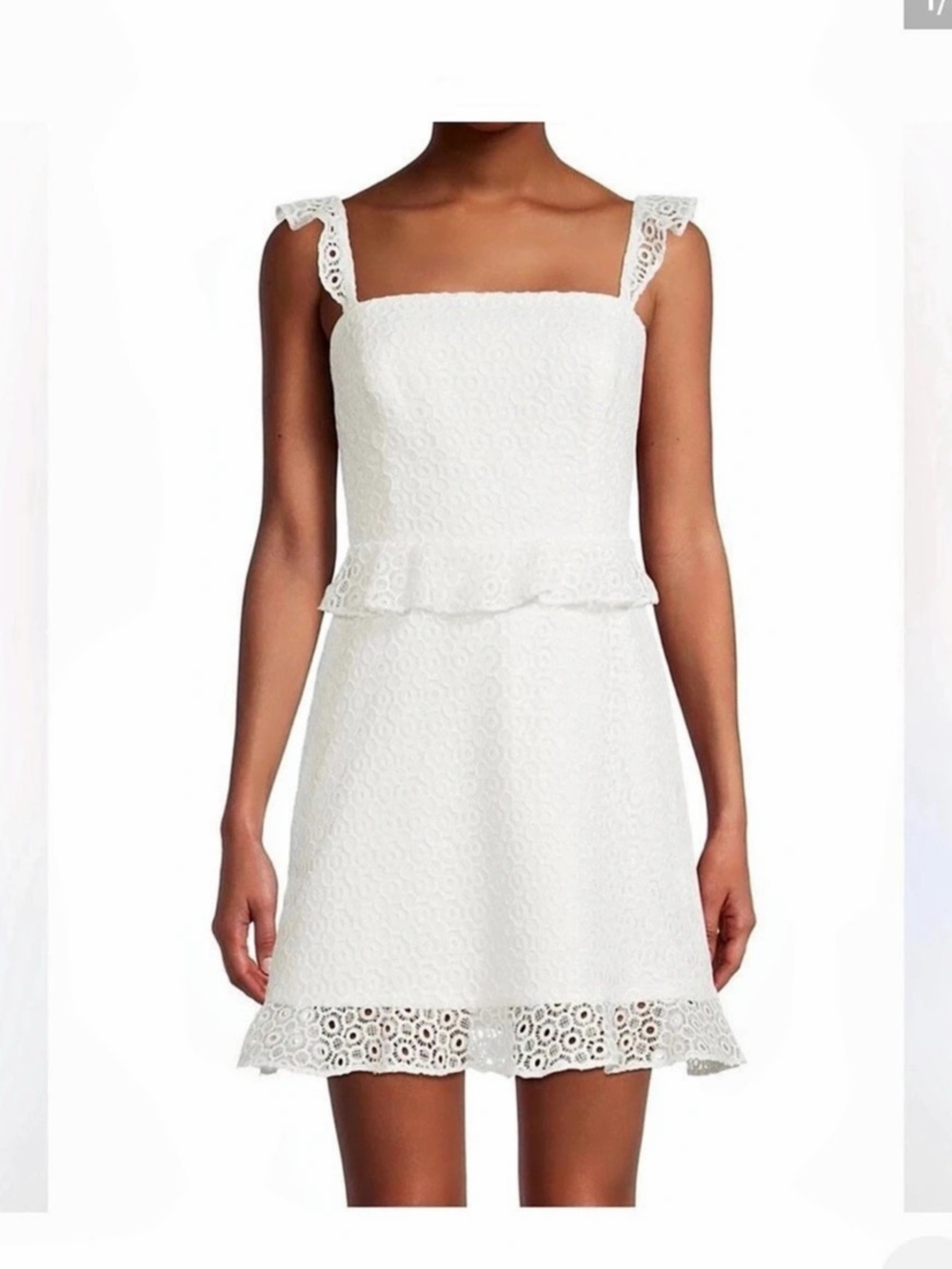 Aidan Mattox White Lace Mini Dress